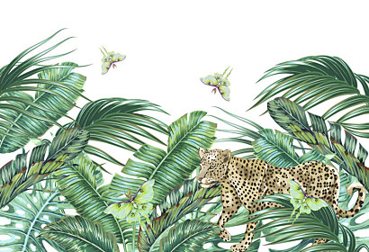 Fototapeta Leopard mezi banánovými listy 2010